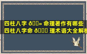 四柱八字 🌻 命理著作有哪些「四柱八字命 🐕 理术语大全解析」